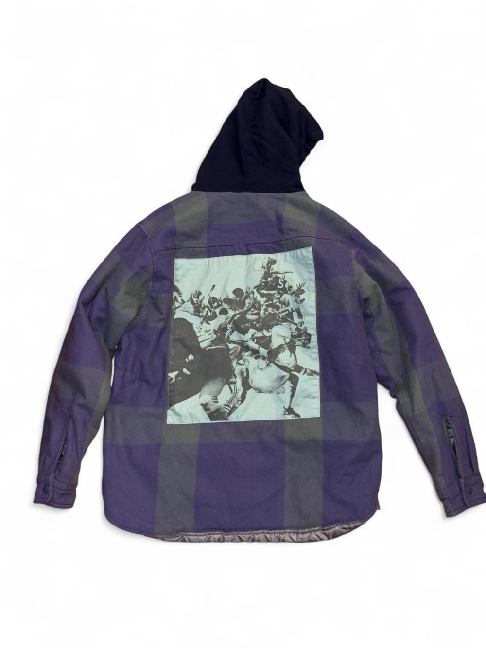 Undefeated y2k Plaid Hooded Football  Jacket